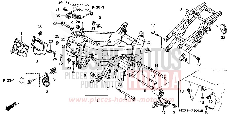 FRAME BODY (VTR1000SP2/3/4/5/6) for VTR1000 SP-2 BLACK (NH1E) from 2005